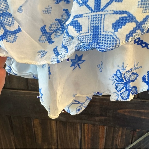 Rococo Sand LEAS CUTOUT Blue and White Mini Dress - Picture 5 of 7